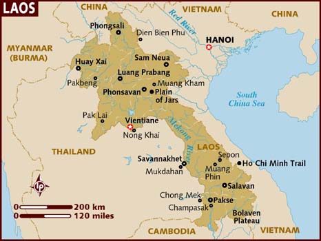 Mappa del Laos